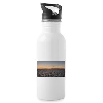 Sonnenuntergang Meer - Trinkflasche mit integriertem Trinkhalm - Weiß - Rechts