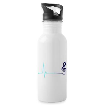 Music clef pulse frequency note heartbeat - Water bottle with straw - white - Right