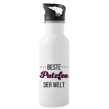 Beste Putzfee Der Welt - Reinigungskraft - Trinkflasche mit integriertem Trinkhalm - Weiß - Rechts