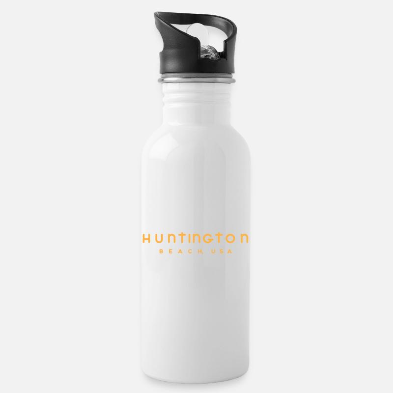 Natürlich mutiges nautisches Grafikdesign - Trinkflasche mit integriertem Trinkhalm - Weiß