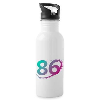 Nummer 86 mehrfarbig - Trinkflasche mit integriertem Trinkhalm - Weiß - Rechts