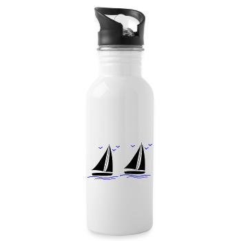segelboote 02 - Trinkflasche mit integriertem Trinkhalm - Weiß - Rechts