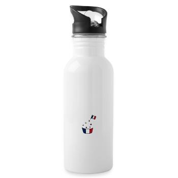 FRANKREICH Flagge und Emblem von Frankreich. Ertragen - Trinkflasche mit integriertem Trinkhalm - Weiß - Rechts