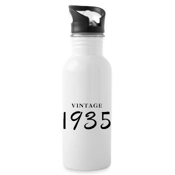 Vintage 1935 - Anniversary Gift Idea - Water bottle with straw - white - Right