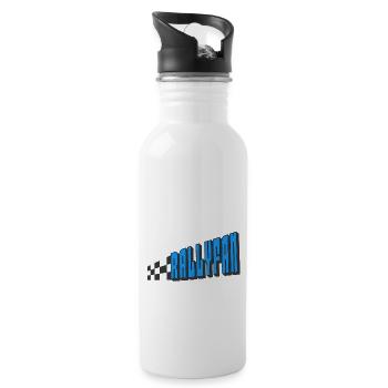 Rallyfan blau schwarz - Trinkflasche mit integriertem Trinkhalm - Weiß - Rechts
