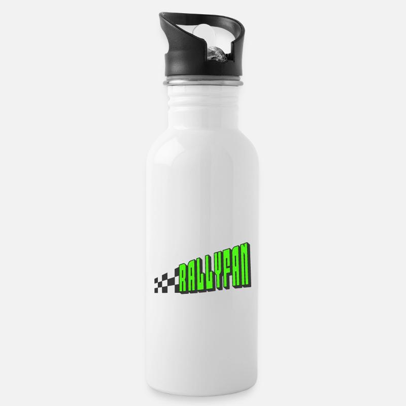 Rallyfan vert noir - Gourde avec paille intégrée - blanc