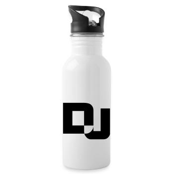 DJ Letters Party Music Fun Text Logo Lettering - Water bottle with straw - white - Right