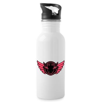 kuh bull wappen - Trinkflasche mit integriertem Trinkhalm - Weiß - Rechts