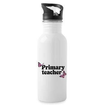 Grundschullehrer Retro gewellte Schmetterlinge - Trinkflasche mit integriertem Trinkhalm - Weiß - Rechts