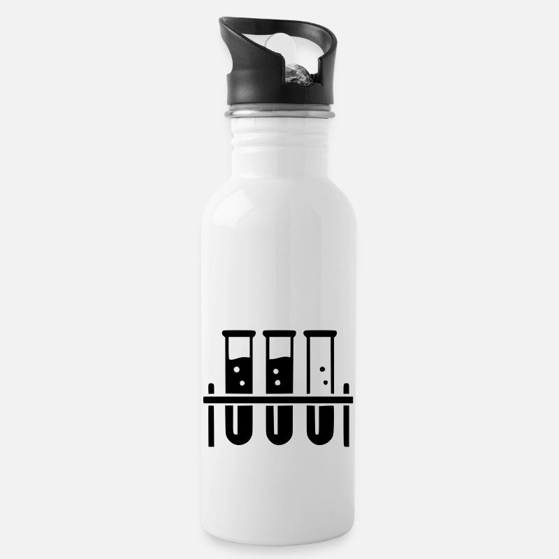 Test Tube - Water bottle with straw - white