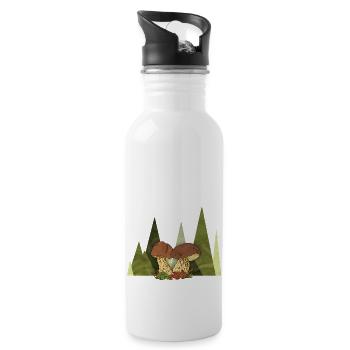 Pilze - Trinkflasche mit integriertem Trinkhalm - Weiß - Rechts