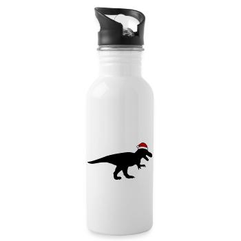 T-Rex Weihnachtsmann - Trinkflasche mit integriertem Trinkhalm - Weiß - Rechts