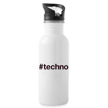 TECHNO Hashtag - Trinkflasche mit integriertem Trinkhalm - Weiß - Rechts