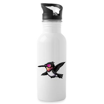 Hummingbird Bird Comic Cool - Water bottle with straw - white - Right