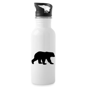 Bear Silhouette - Water bottle with straw - white - Right