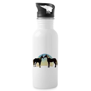 Horses - Water bottle with straw - white - Right