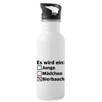 Es wird ein Bierbauch | Schwanger, Bier, Party - Trinkflasche mit integriertem Trinkhalm - Weiß - Rechts