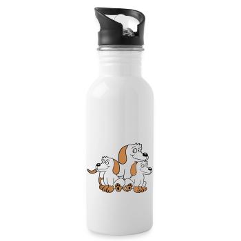 Three Dogs Family Child Mother Father Dad Mom Sweet - Water bottle with straw - white - Right