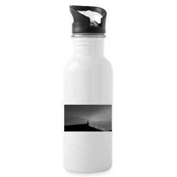 Der Falke auf dem Dach - Trinkflasche mit integriertem Trinkhalm - Weiß - Rechts
