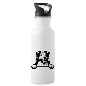 Collie barbu - Gourde avec paille intégrée - blanc - Droite