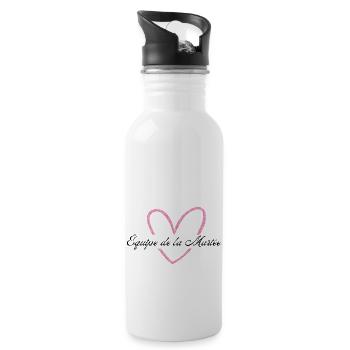 Team der Braut Glitzer Pink Herz - Trinkflasche mit integriertem Trinkhalm - Weiß - Rechts