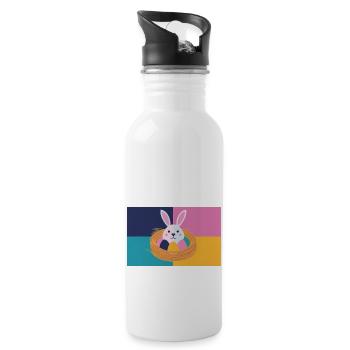 Osterhase No.05 - Trinkflasche mit integriertem Trinkhalm - Weiß - Rechts