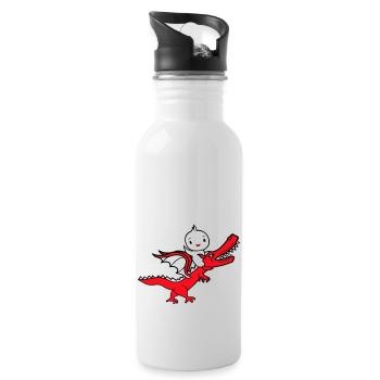 Duck Dragon Roars Sitting Riding Mythical Creature Monster - Water bottle with straw - white - Right