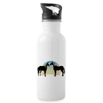 Horses - Water bottle with straw - white - Right