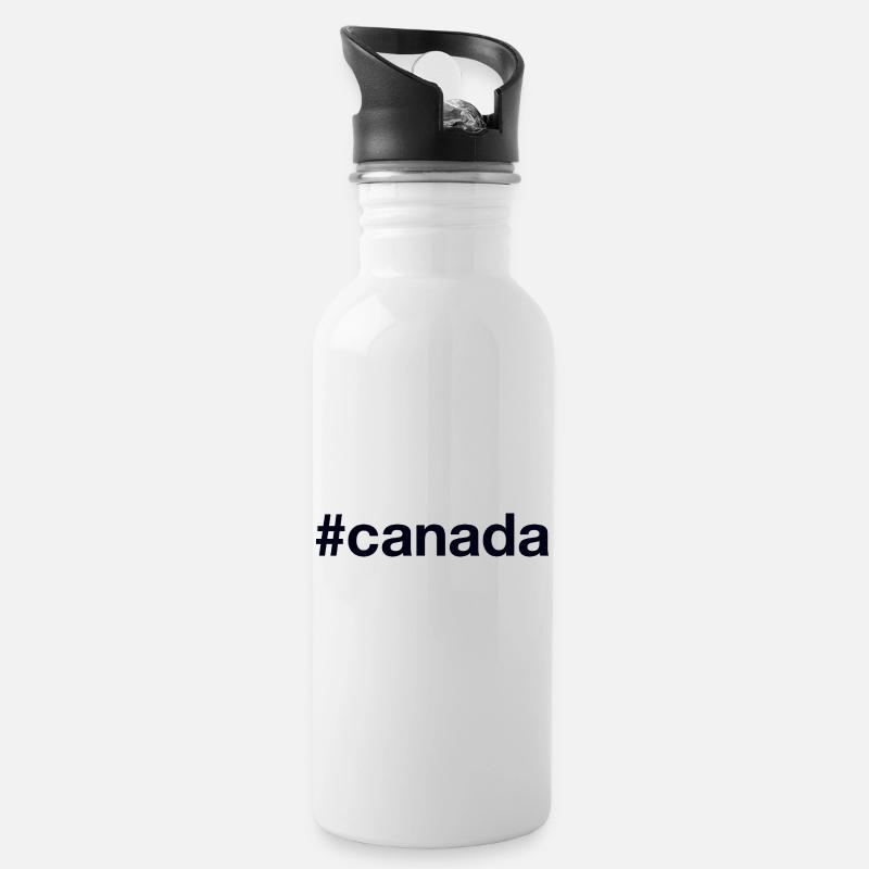 CANADA Hashtag - Trinkflasche mit integriertem Trinkhalm - Weiß