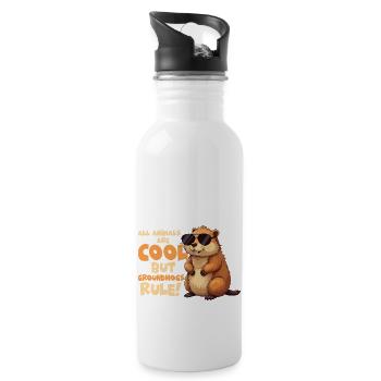 All Animals Are Cool But Groundhogs Rule! - Trinkflasche mit integriertem Trinkhalm - Weiß - Rechts