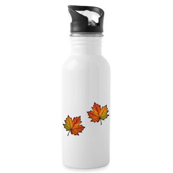 Leaf Autumn Maple Leaf 2 - Water bottle with straw - white - Right