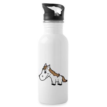 Pferd Süß Pony Fohlen Pferdemädchen Niedlich Comic - Trinkflasche mit integriertem Trinkhalm - Weiß - Rechts