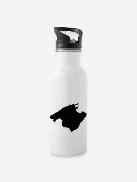 Mallorca - Trinkflasche mit integriertem Trinkhalm - Weiß