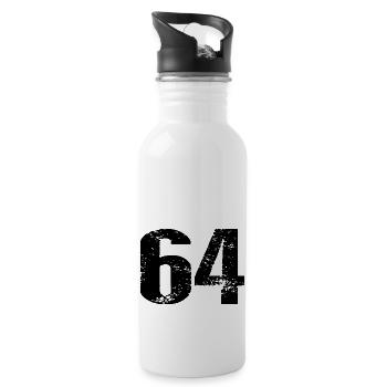 64 Zahl Trikot - Trinkflasche mit integriertem Trinkhalm - Weiß - Rechts