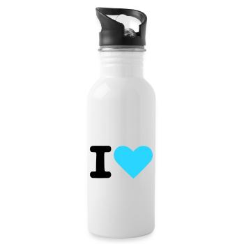 I love - I heart - Water bottle with straw - white - Right