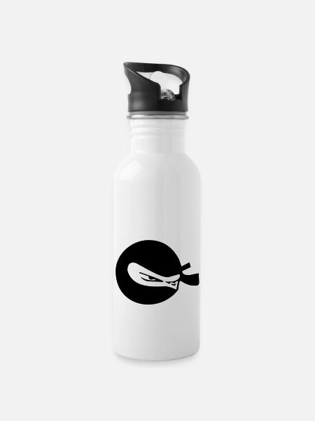 Ninja - Water bottle with straw - white