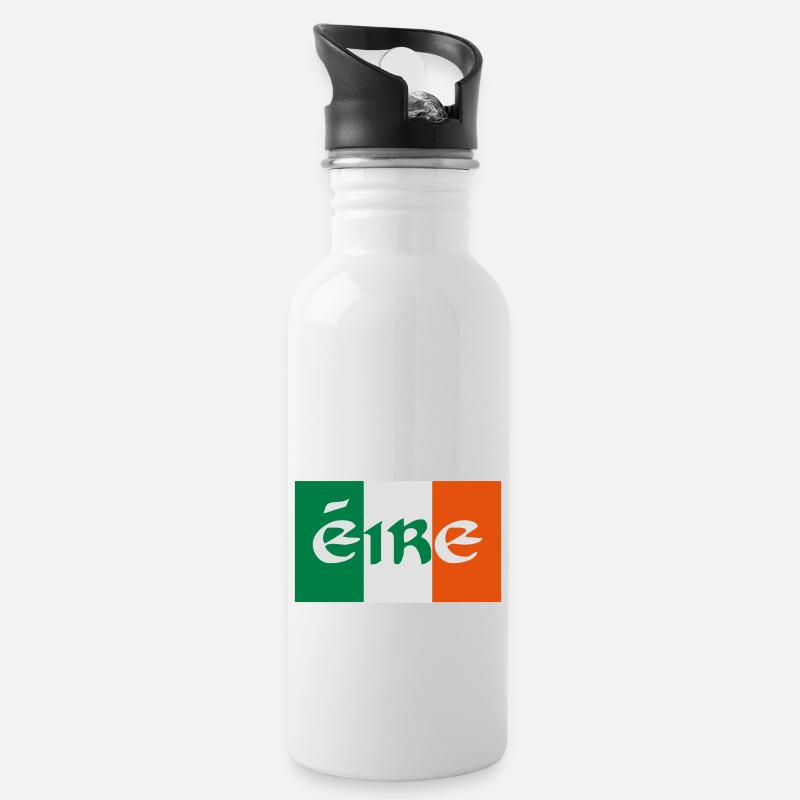Irland - Trinkflasche mit integriertem Trinkhalm - Weiß