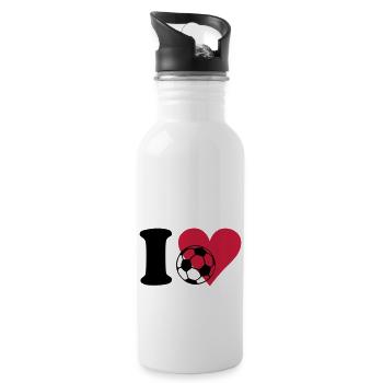Fußball - I love Fußball - Trinkflasche mit integriertem Trinkhalm - Weiß - Rechts