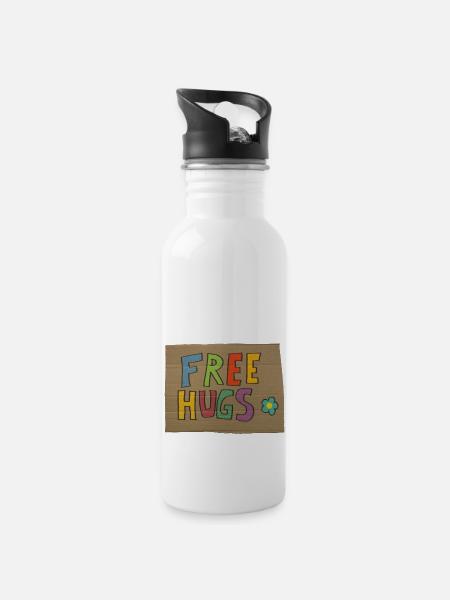free hugs - Gourde avec paille intégrée - blanc