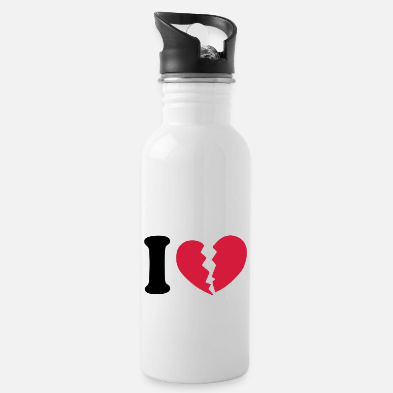 I hate - Gourde avec paille intégrée - blanc