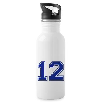 12 - Nummer - Zahl - Trinkflasche mit integriertem Trinkhalm - Weiß - Rechts