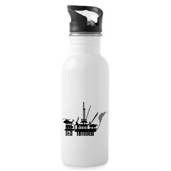 Ölplattform / offshore oil rig (2c) - Trinkflasche mit integriertem Trinkhalm - Weiß - Rechts