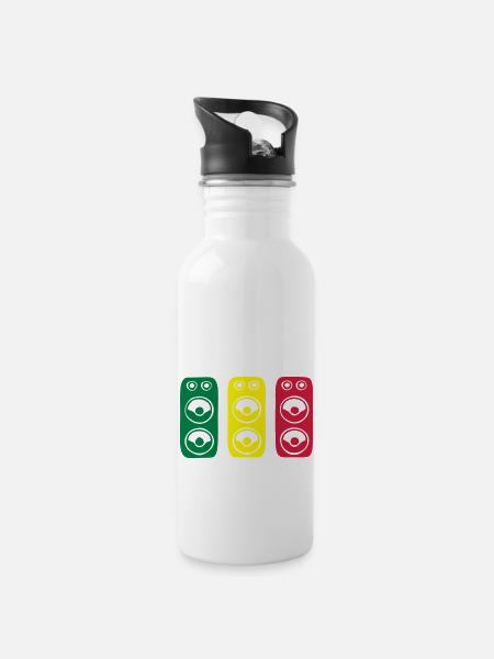 RAGGAE SOUND SYSTEM - Trinkflasche mit integriertem Trinkhalm - Weiß