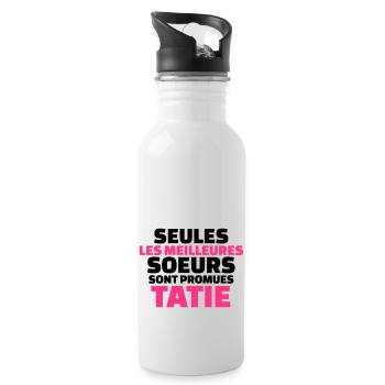 seules les meilleures soeurs sont promues tatie - Gourde avec paille intégrée - blanc - Droite