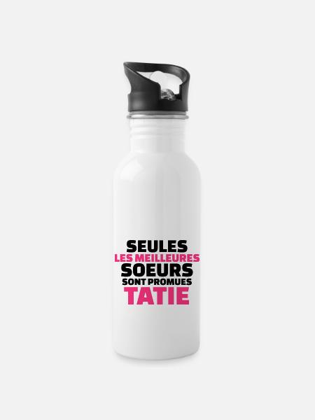 seules les meilleures soeurs sont promues tatie - Gourde avec paille intégrée - blanc