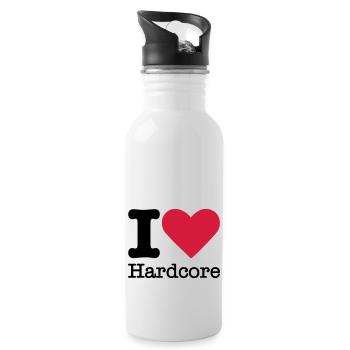 I Love Hardcore - Trinkflasche mit integriertem Trinkhalm - Weiß - Rechts