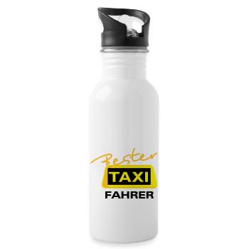 Bester Taxi Fahrer 1 - Trinkflasche mit integriertem Trinkhalm - Weiß - Rechts