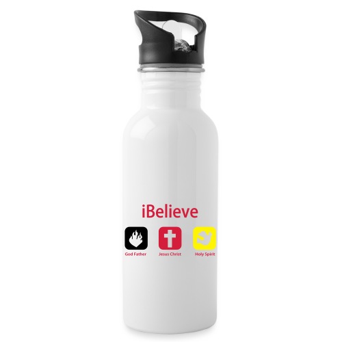 iBelieve - Jesus Shirt (UK) - Trinkflasche mit integriertem Trinkhalm