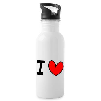 I love - Trinkflasche mit integriertem Trinkhalm - Weiß - Rechts