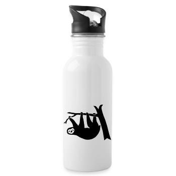 faultier faul climbing klettern baum ast wald - Trinkflasche mit integriertem Trinkhalm - Weiß - Rechts